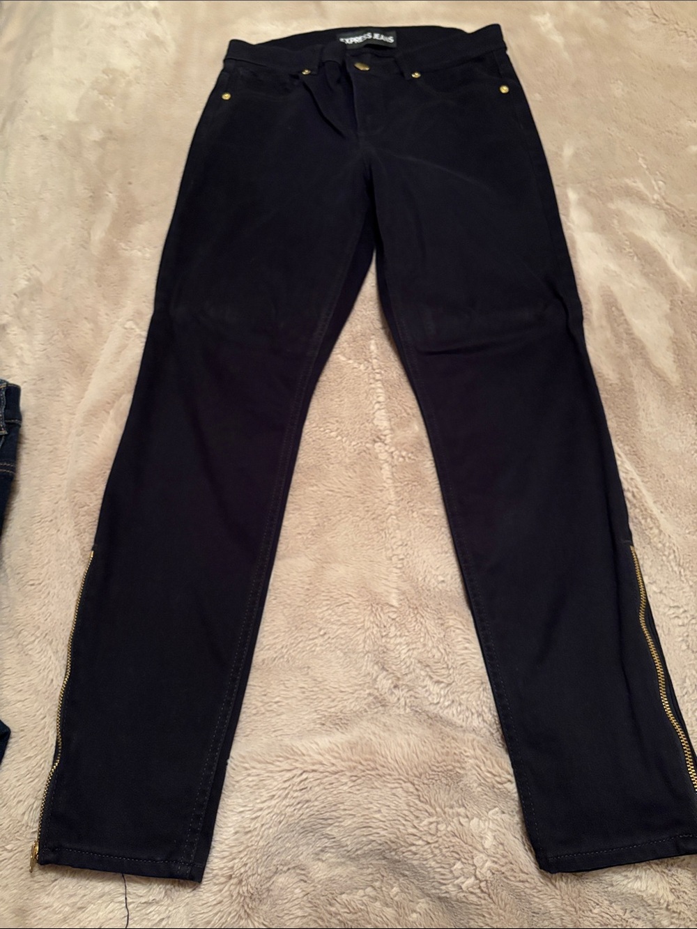Express Black Zip Ankle Skinny Pants